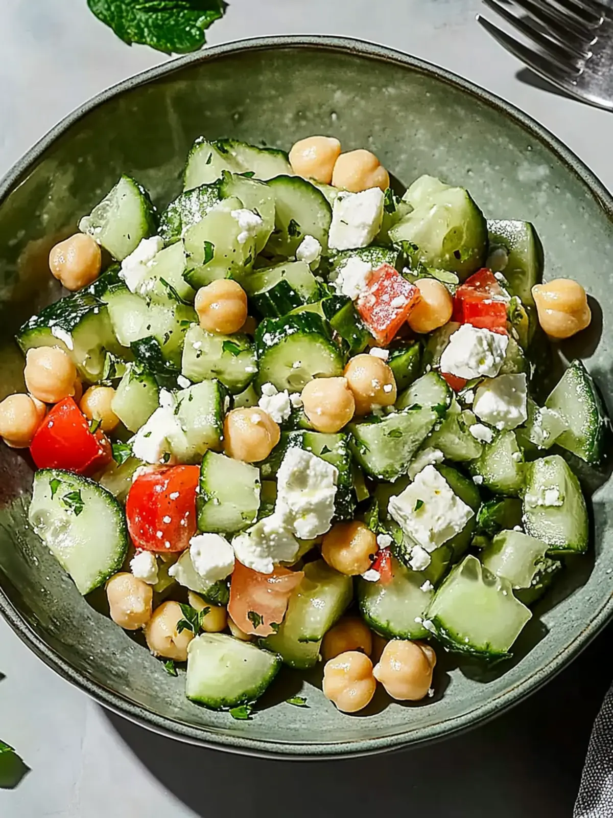 Cucumber Chickpea Salad with Feta & Lemon