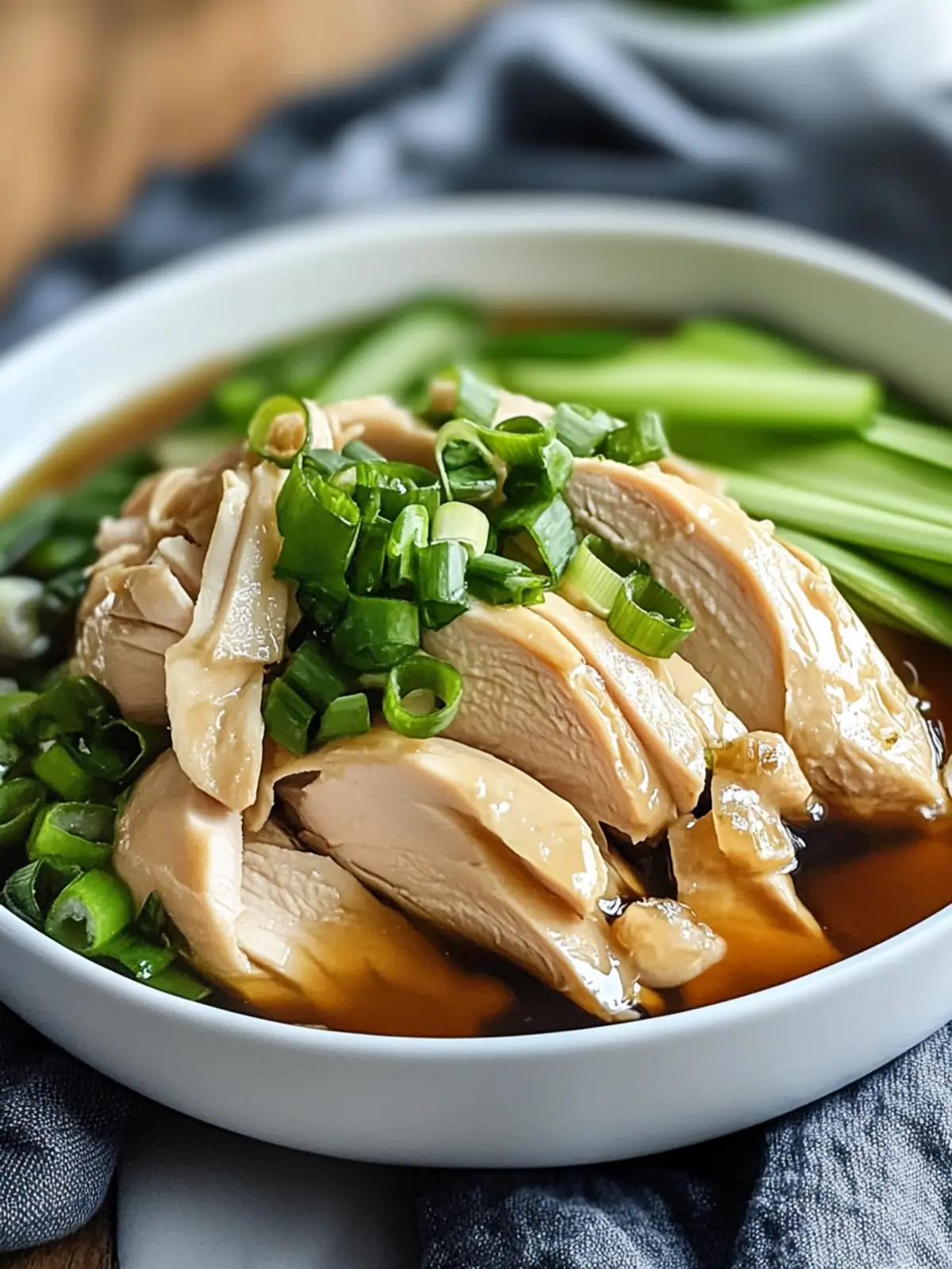 Savory Poached Chinese Chicken with Ginger Scallion Sauce