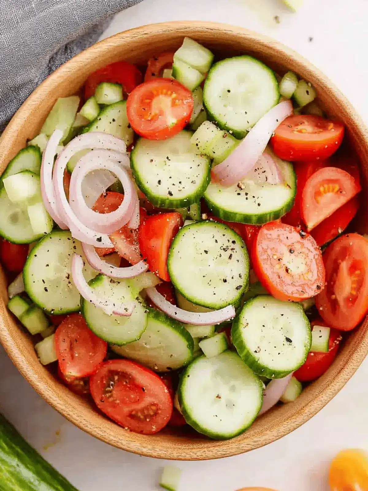Cucumber, Tomato and Onion Salad (5 Minutes To Assemble)