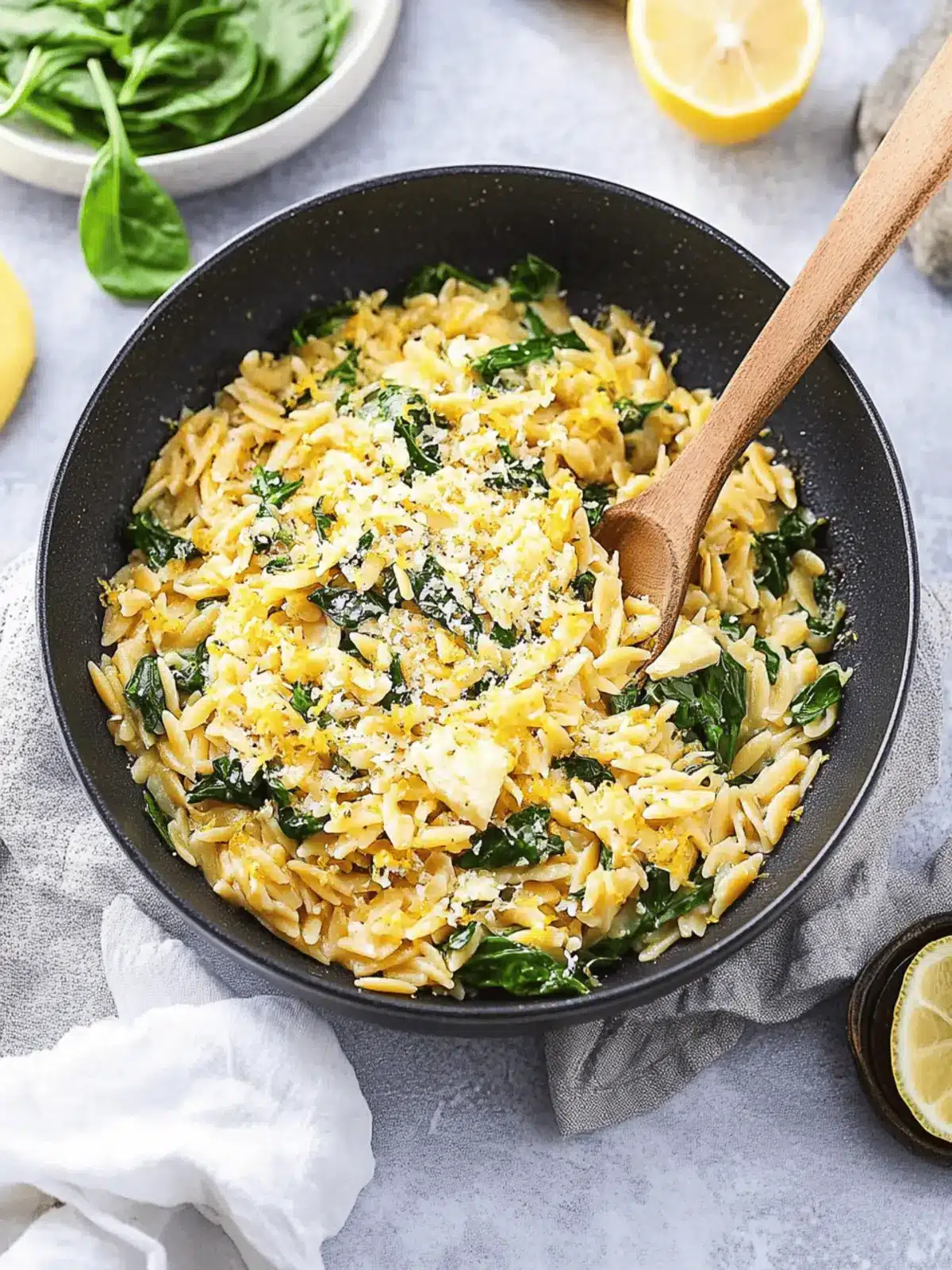 Bright and Creamy Cheesy Lemon Spinach Orzo in 30 Minutes 4 Cheesy Lemon Spinach Orzo