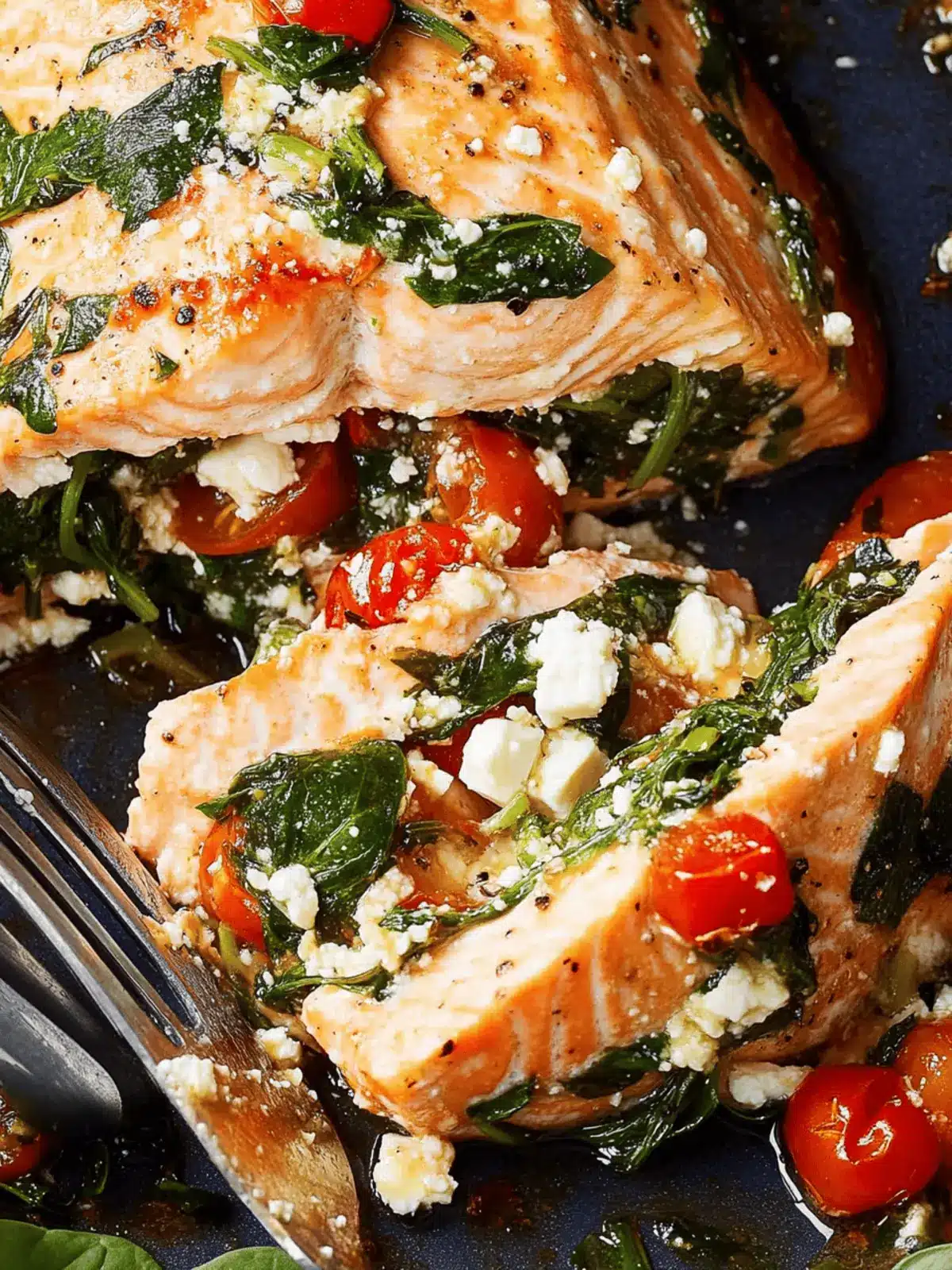Feta, Spinach & Tomato Stuffed Salmon