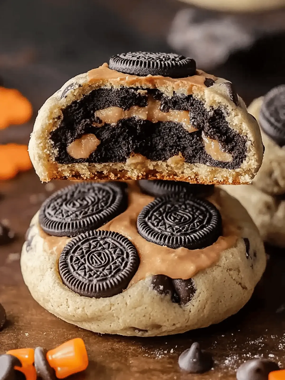 Halloween Oreo Stuffed Chocolate Chip Cookies