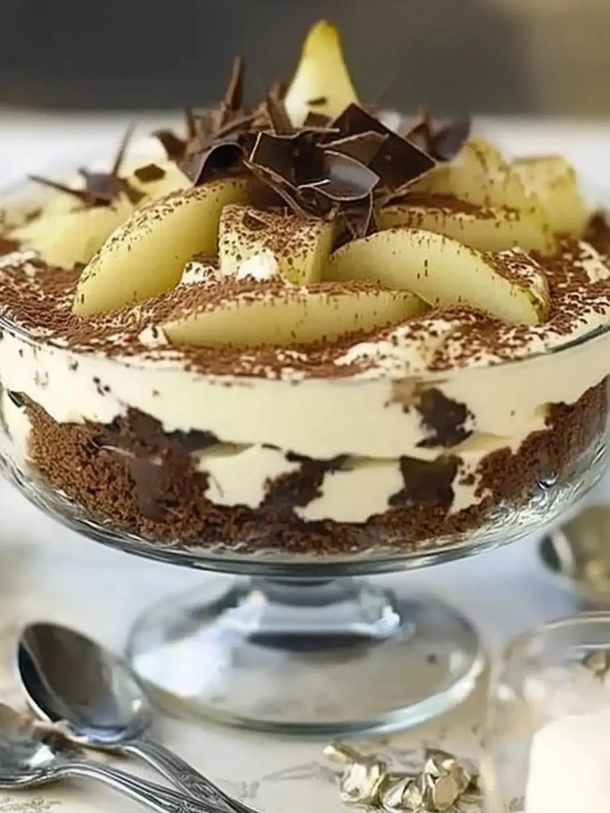 Christmas pear & chocolate tiramisu trifle