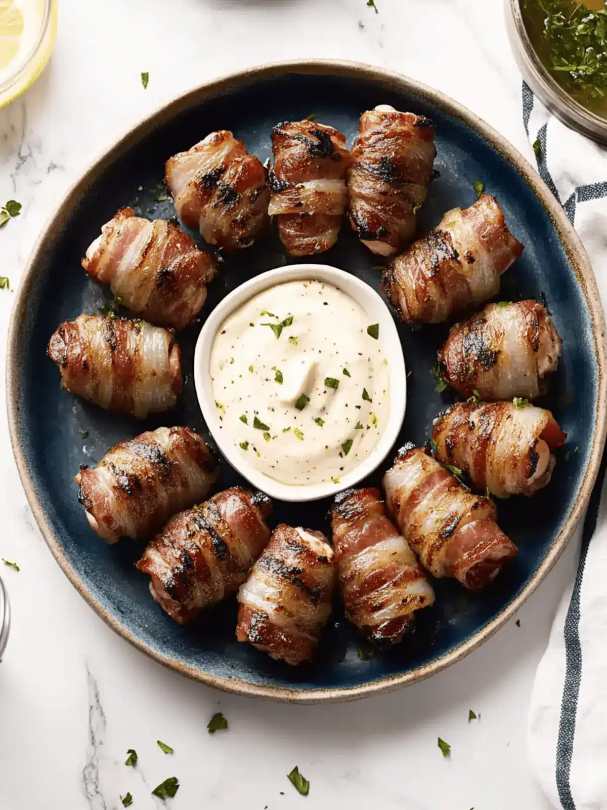 Grilled Bacon-Wrapped Salmon Bites with Lemon Garlic Mayo