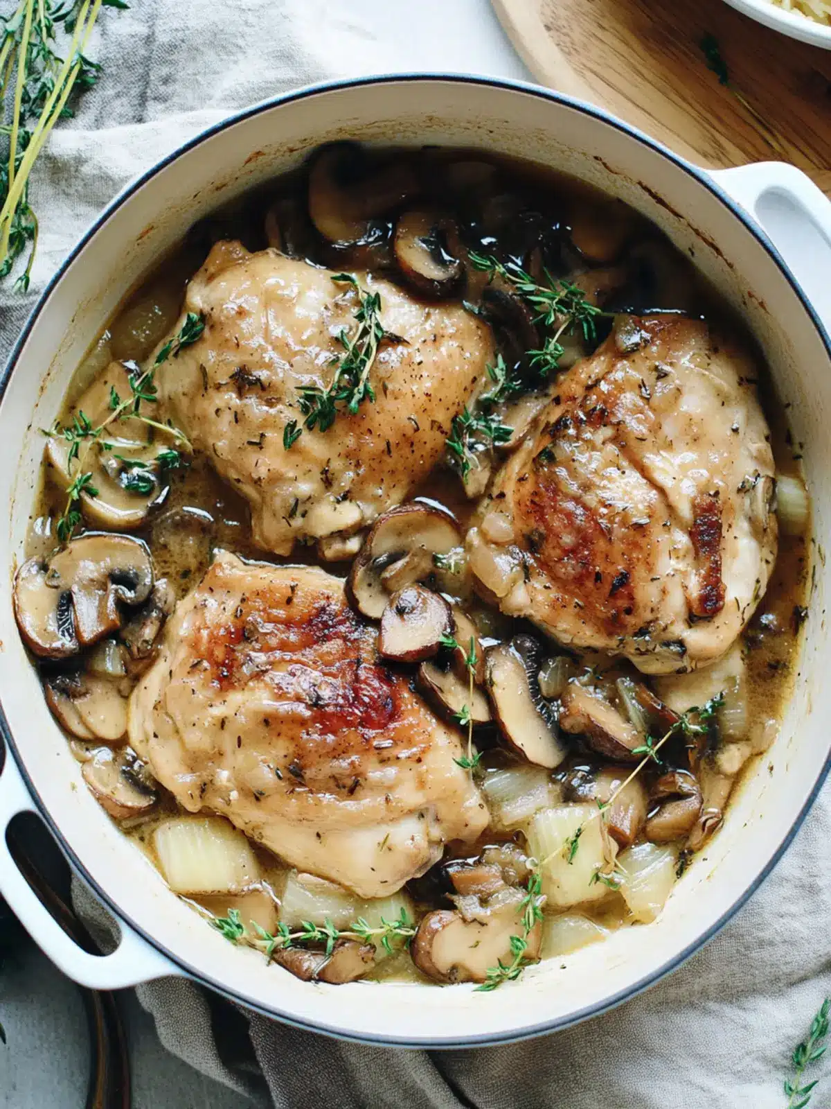 Braised Chicken with Mushrooms and Shallots