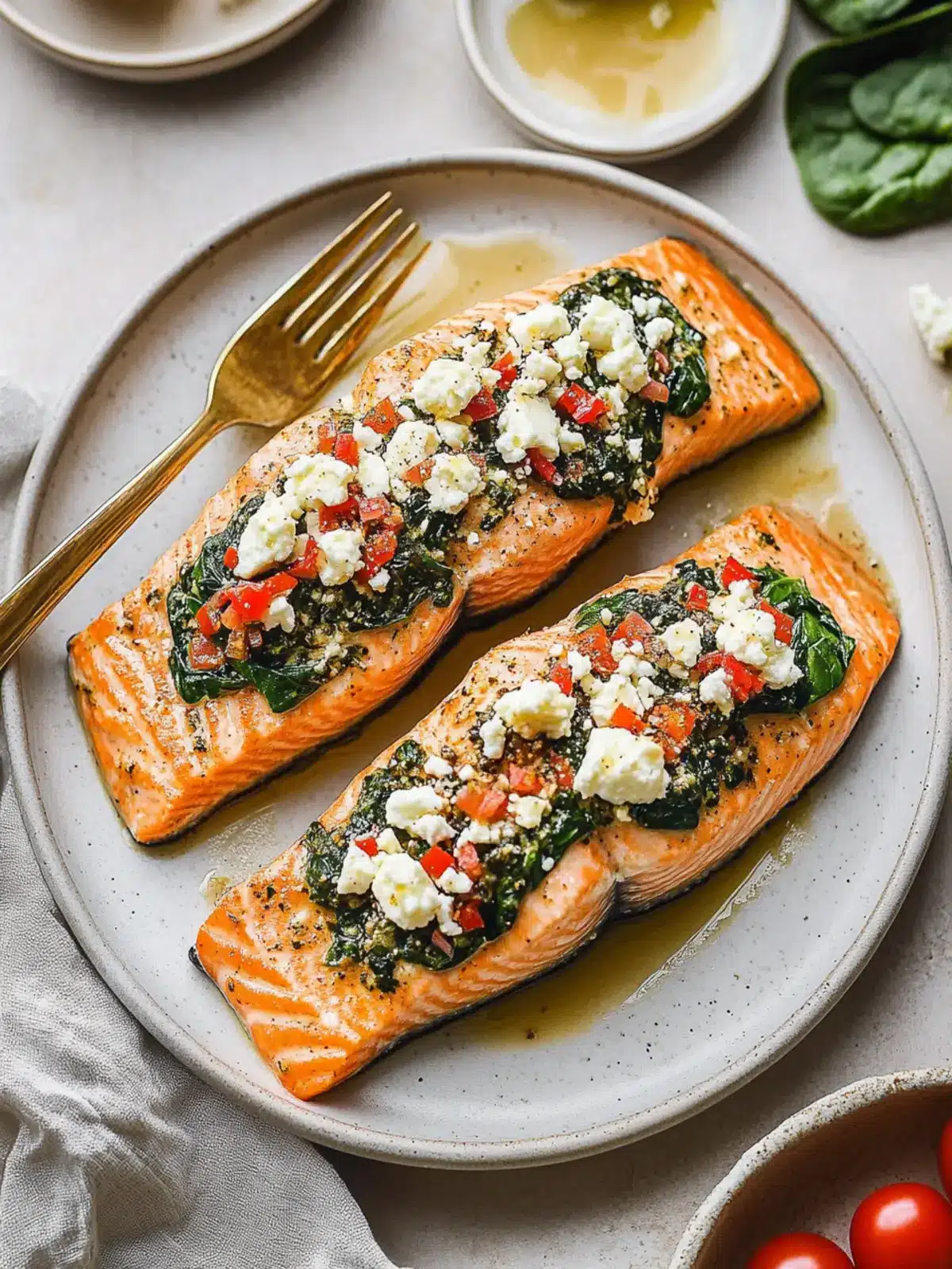 Stuffed Salmon With Spinach & Feta